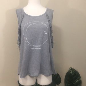 Fringe distressed AE tank top, large